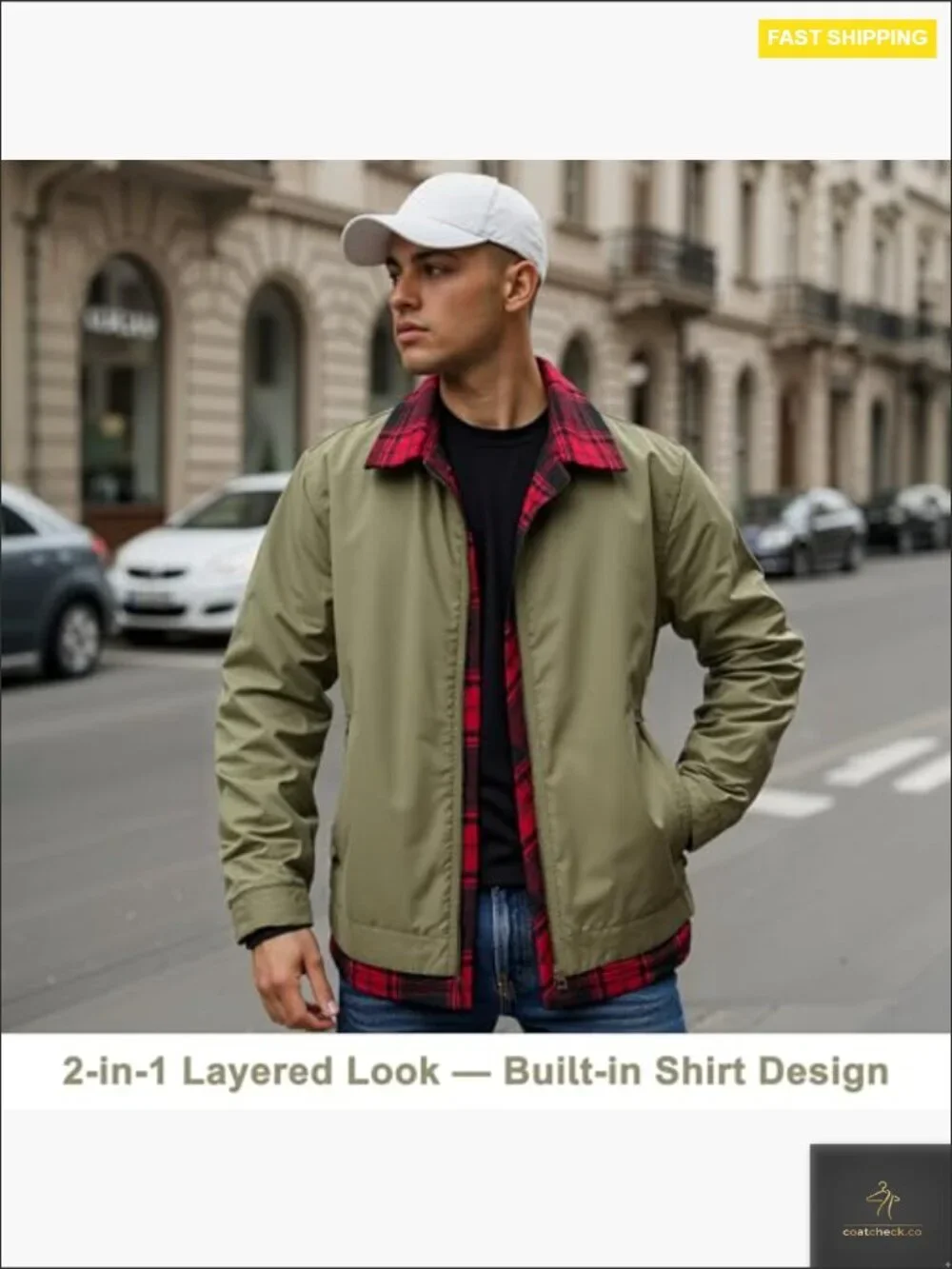 Mens Bomber Jacket Lightweight Windbreaker Casual Zip Up Spring Fall Golf Coat